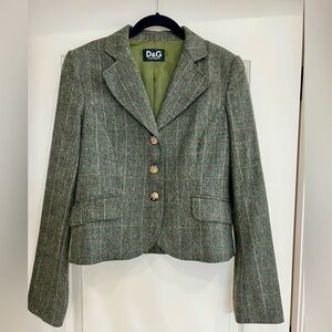 D&G Women's Olive Checkered Blazer